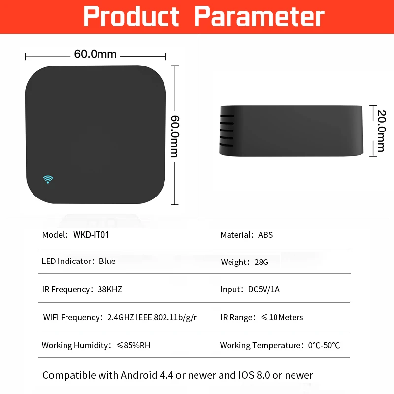 

Tuya WiFi Temperature and Humidity With Min Smart IR Remote Controller USB powered Support Alexa, Google Assistant Smart LIfe