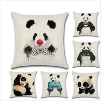 fashion cute panda series animal printing pillow case custom home decoration linen pillowcase car waist cushion cover