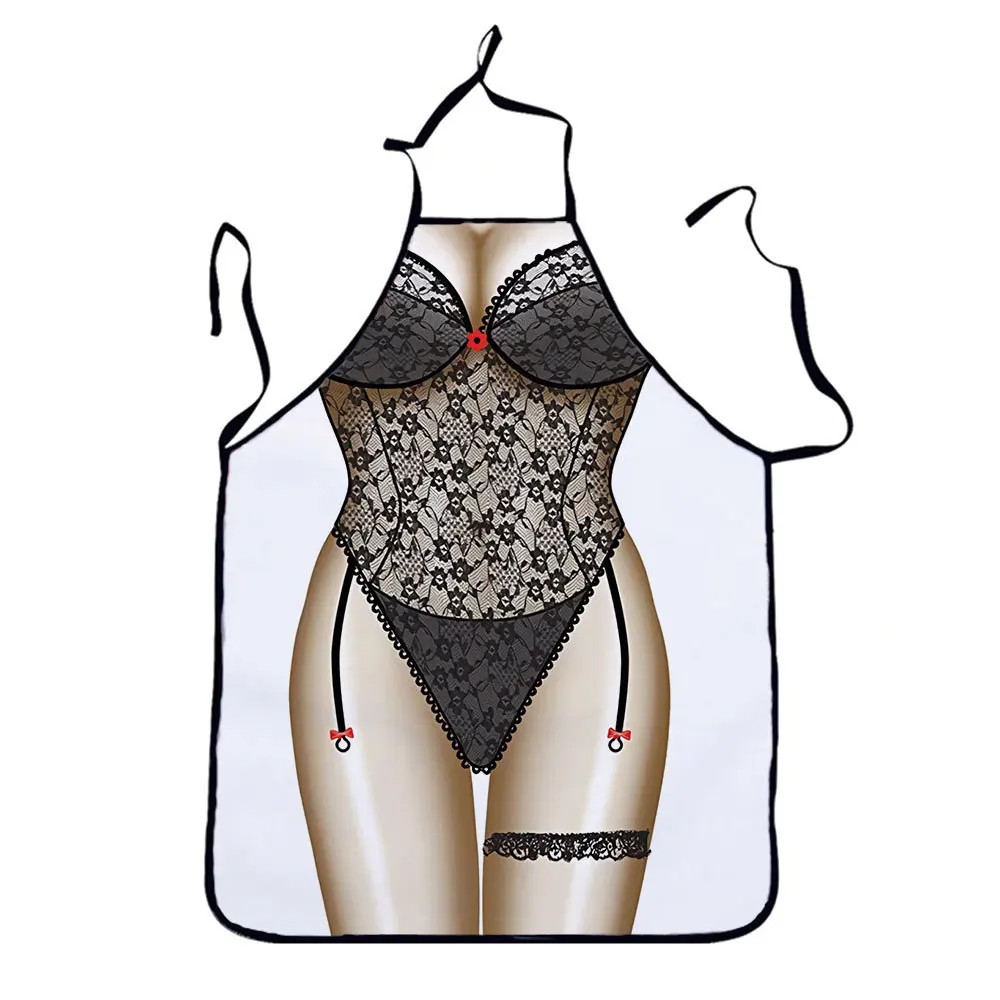

New Style Muscular Man Apron Bikini Christmas Cartoon Couple Party Apron