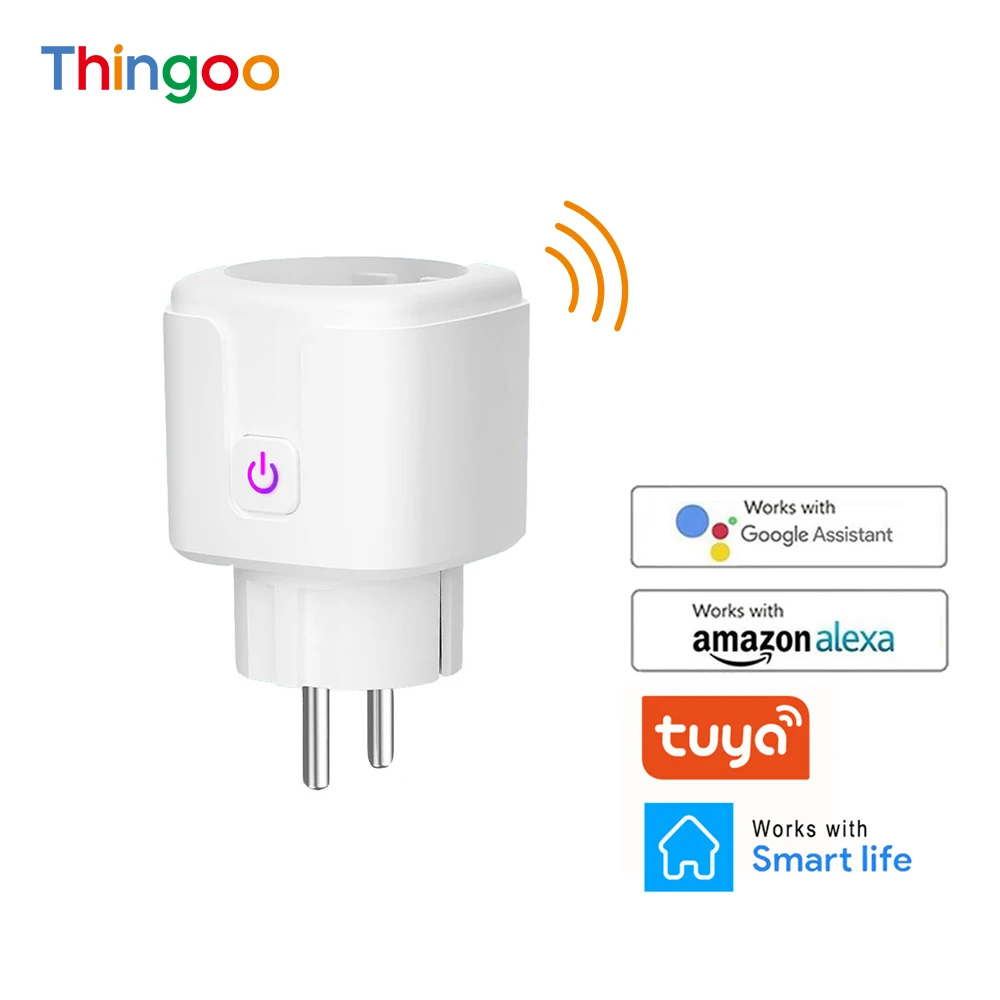 16A European WiFi Smart Plug Outlet, EU Wireless Remote Control Electrical Sockets - Works with Alexa and Google Assistant