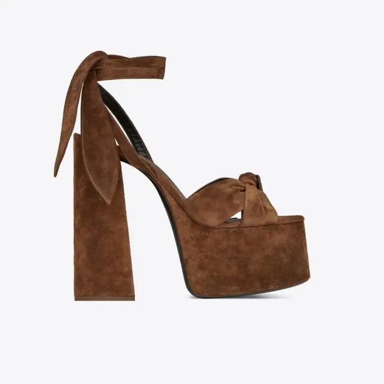 Босоножки на платформе с бантом женские босоножки ремешком щиколотке sandalia feminina