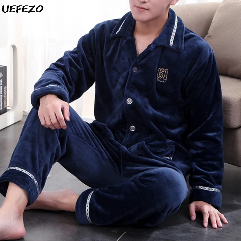Мужская пижама Jodimitty теплая одежда для сна Фланелевая Зимняя Толстая Пижама с