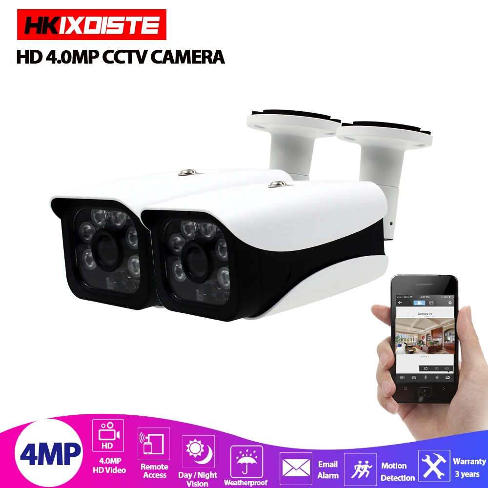 2PCS 4MP CAMERA 5MP Ультра HD AHD камера наружная Водонепроницаемая инфракрасная ночное видение ONVIF CCTV видеонаблюдения безопасности P2P Email Обнаружение движения - Цвет: 2PCS 4MP CAMERA