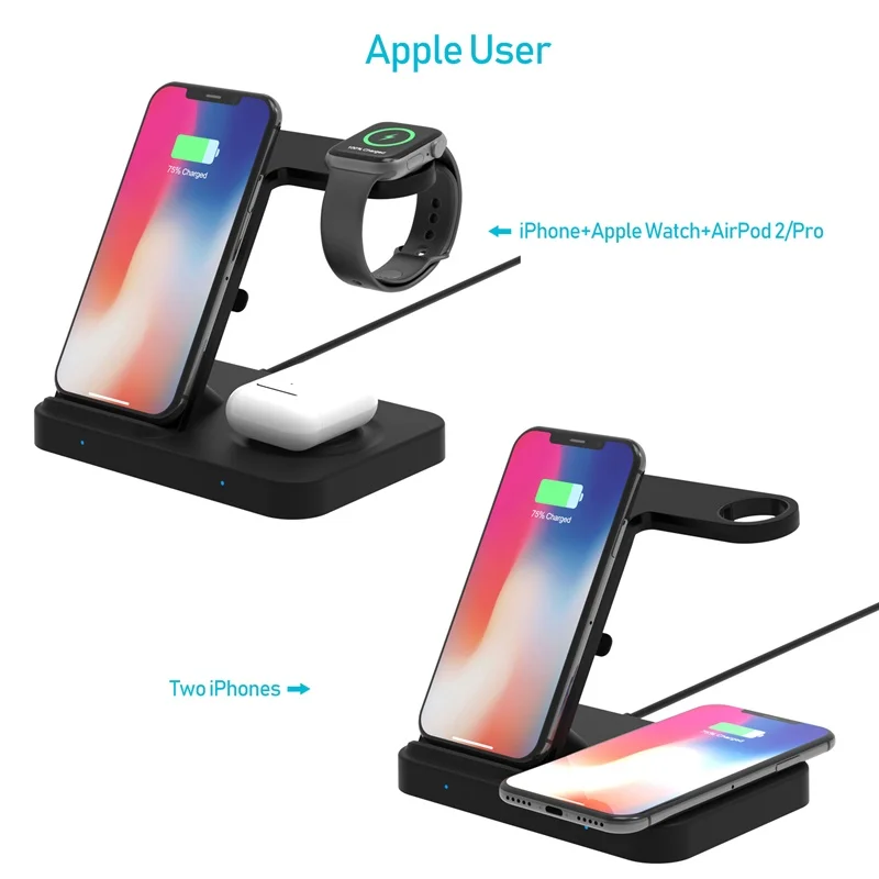 Беспроводное зарядное устройство Tongdaytech 15 Вт для Iphone Apple Watch 5 4 3 2 XS XR 8 11 Pro Max