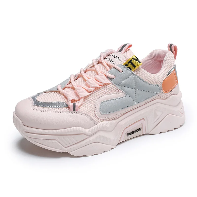 

2021 spring new mesh color matching, comfortable, breathable, non-slip, thick-soled, increased student sports and leisure shoes