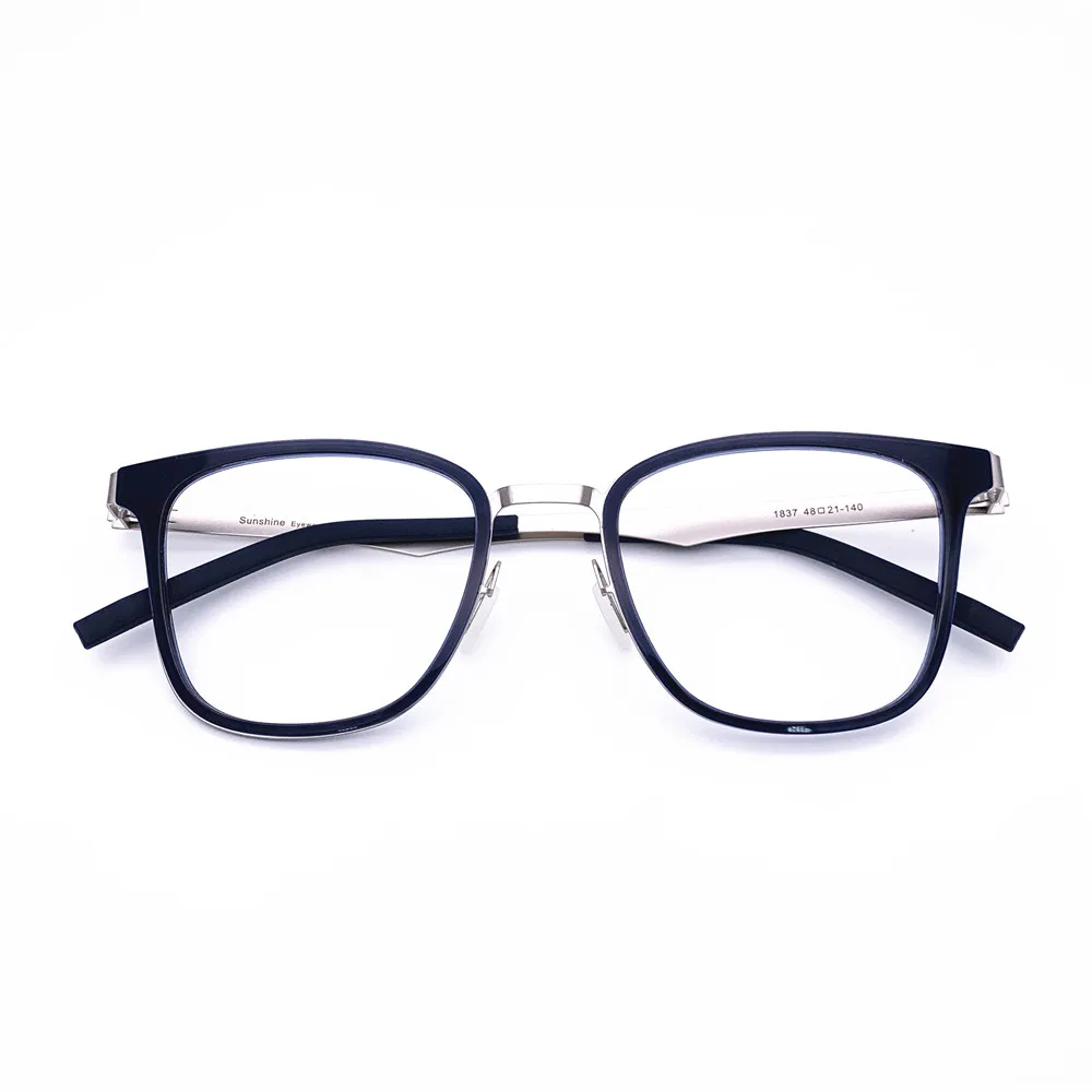 Оптические ацетатные очки Belight в металлической классической квадратной оправе