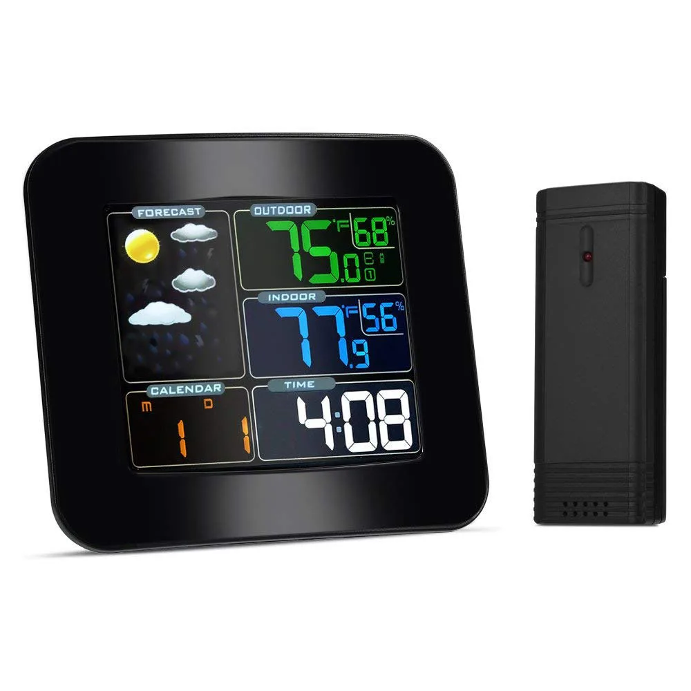 Беспроводная метеостанция цветная с монитором температуры и влажности будильник для домашнего