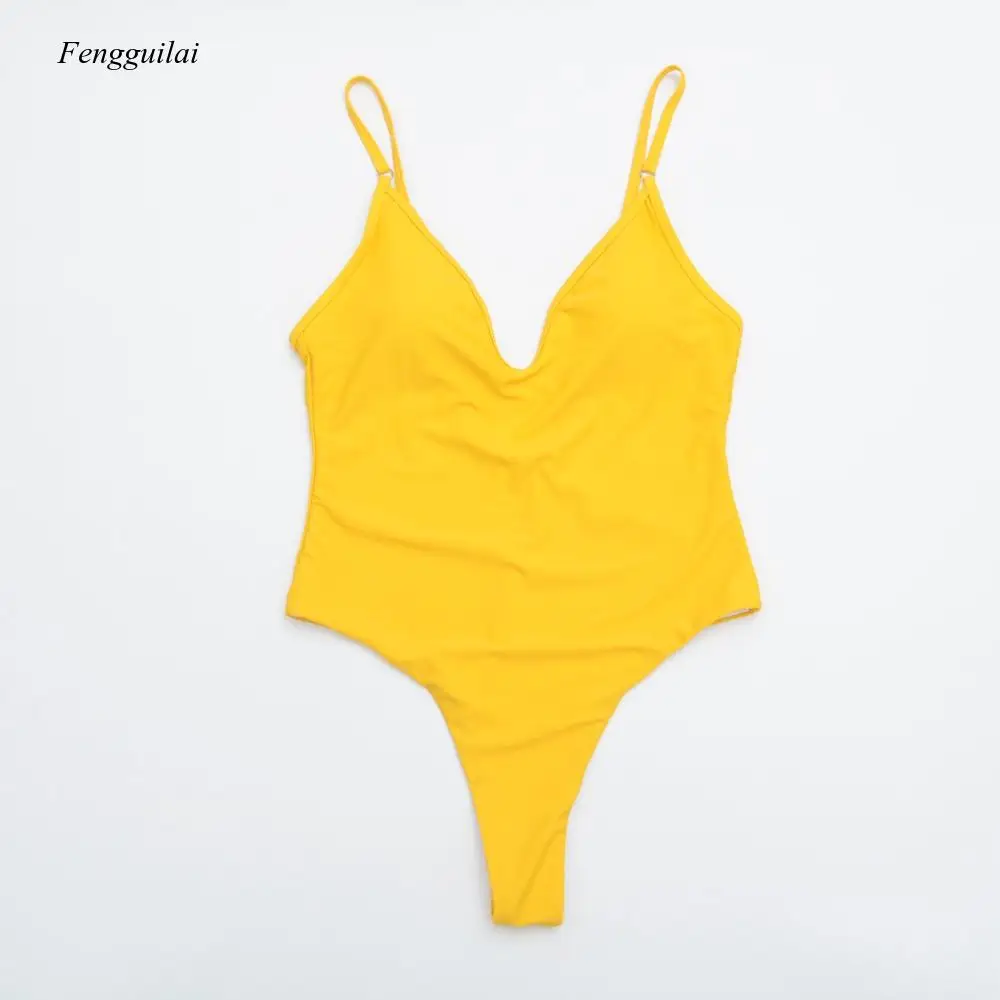 

Sexy Solid One Piece Swimsuit Women Swimwear Bodysuit Swimsuit Female Push Up Monokini High Waist Bathing Suits Beach Wear