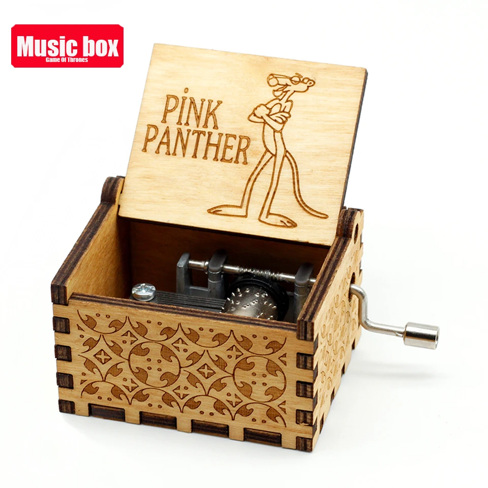Горячая Ручная рукоятка деревянные Пинки пантера музыкальная шкатулка Игра