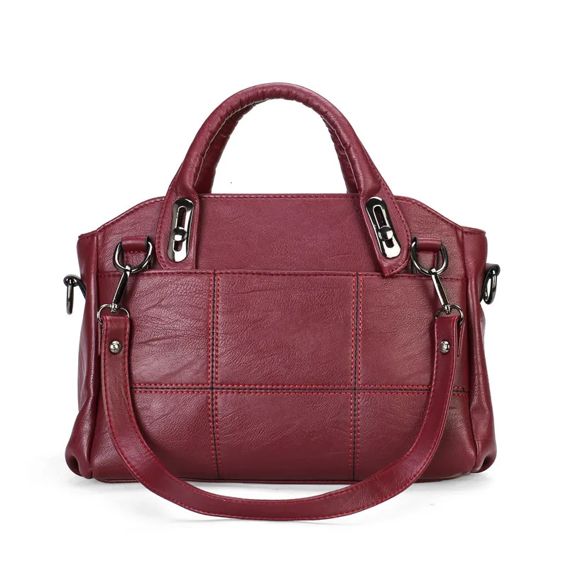 Wine red Kajie Высококачественные мягкие кожаные женские сумки дизайнерские Роскошные Брендовые повседневные сумки на плечо сумки-мессенджеры для женщин - Цвет: Wine red