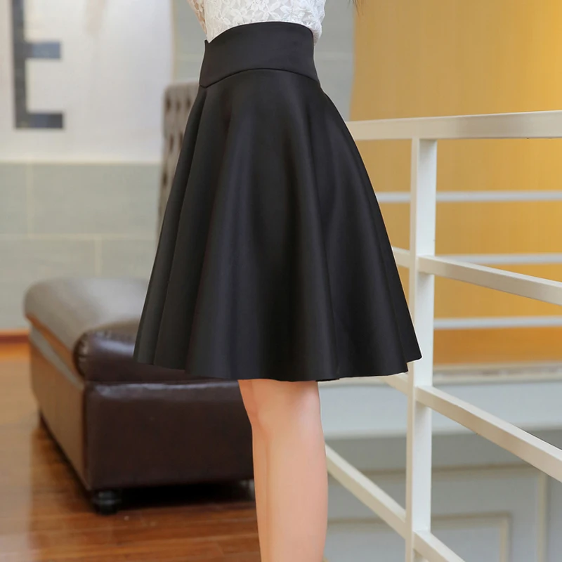 Юбки-миди Женские однотонные с высокой талией весна-осень XS-4XL