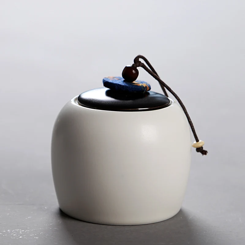 

Ceramic Tea Caddy Black and White Sealed Candy Storage Jar Household Stoneware Flower Tea Coffee Bean Storage Box Home Ornaments