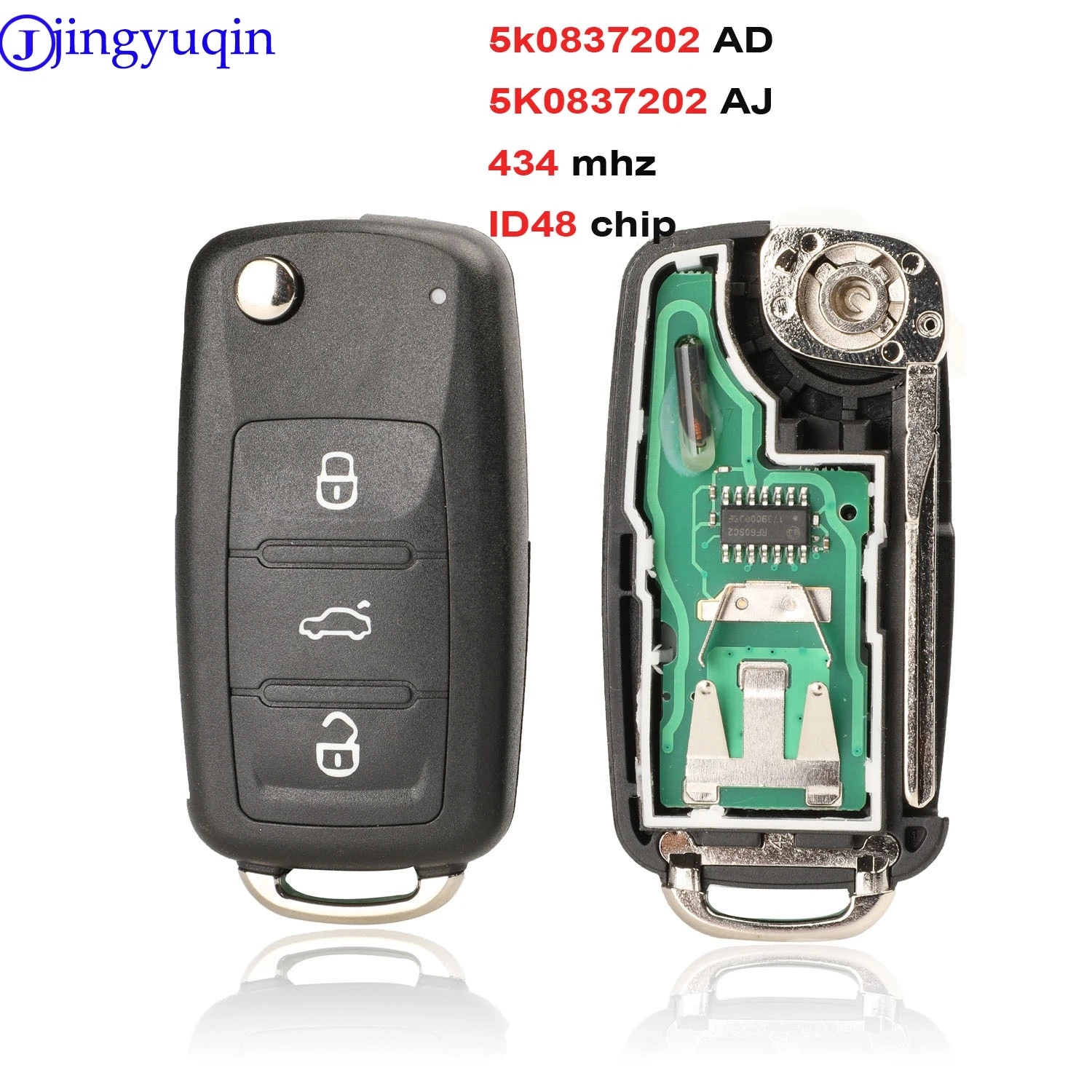 Jingyuqin дистанционный 434 МГц ID48 чип для Фольксваген Гольф PASSAT Tiguan Polo Jetta Beetle Car Keyless 5K0