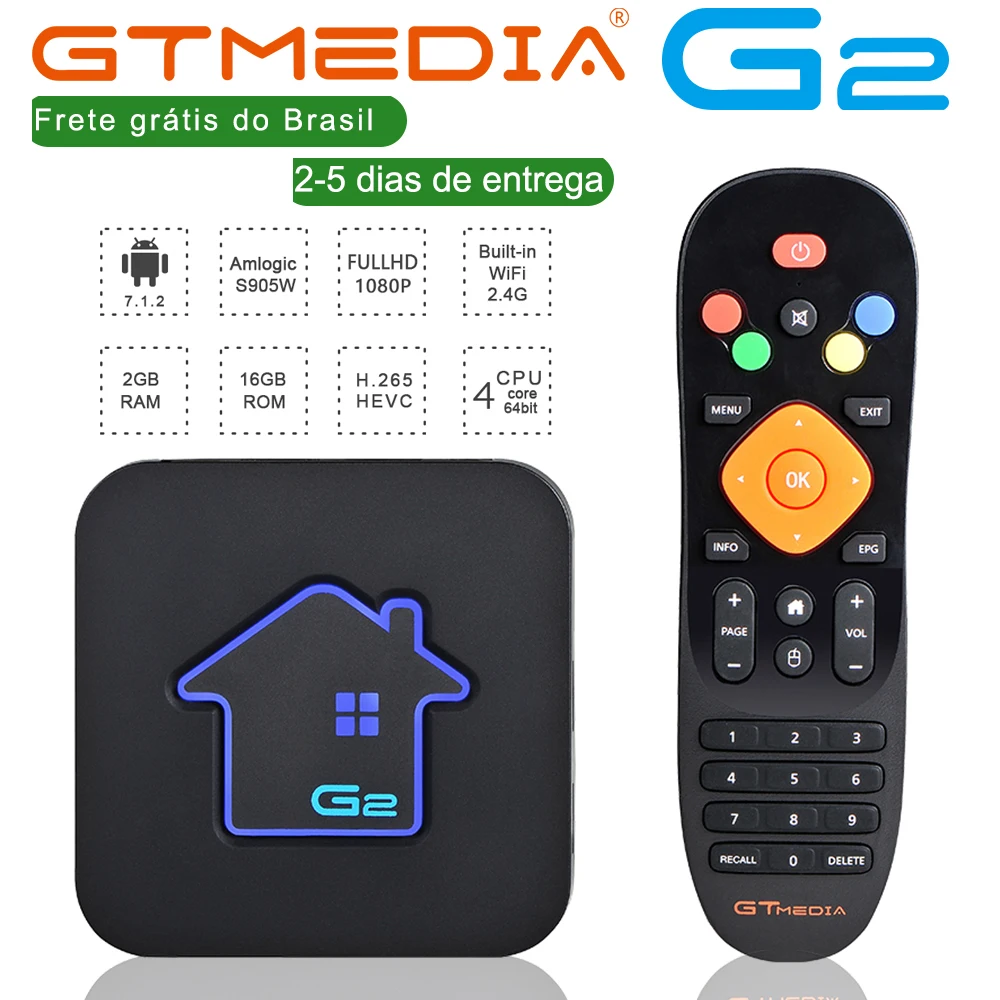 Бразильская Смарт ТВ приставка GTmedia Android 7 1 Amlogic S905W 2 ГБ + 16 Гб телеприставка 4K HD H.265