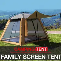 3-4Person Outdoor Fishing Tent Camping Beach Tent Breathable Sunscreen Four-Sided Door Window Breathable Anti-mosquito Gauze Net