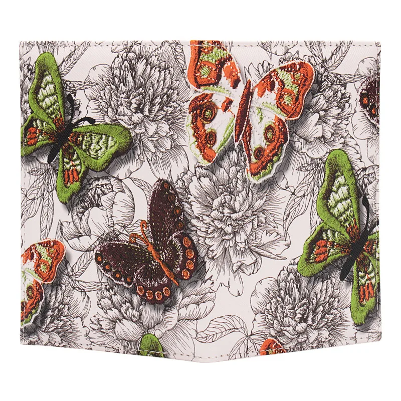 Обложка для паспорта с тиснением в виде бабочки проездного удостоверения