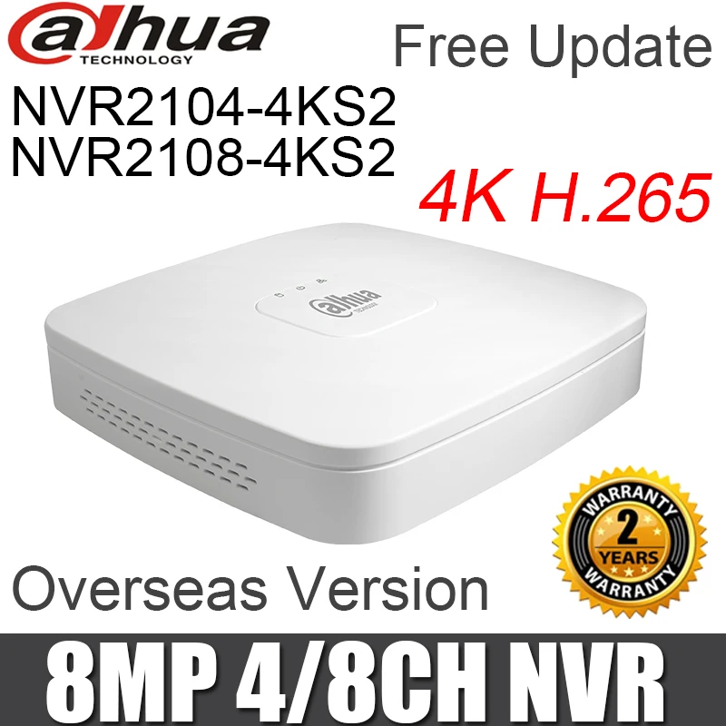 Сетевой видеорегистратор Dahua NVR NVR2104 4KS2 4CH NVR2108 8CH 4/8 Channel Smart 1U Lite 4K H.265 для IP камеры