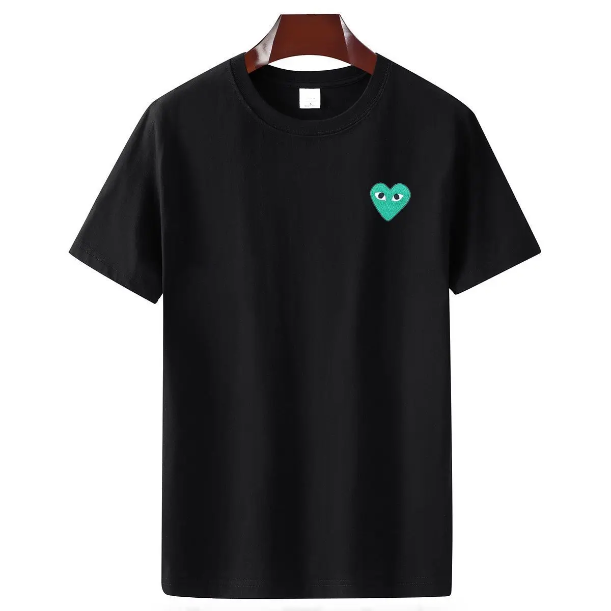 

Japanese T-Shirt Love Cotton Short Sleeve Embroidery Little Red Heart Men and Women's Wear