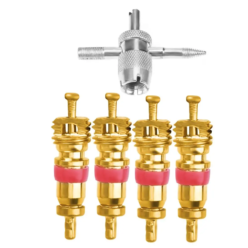 

4Pcs/set Car Tire Repair Tool Automobile Valve Cores Air ConditioningWith 4-in-1 Tyre Tire Valve Stem Remover Repair Tool