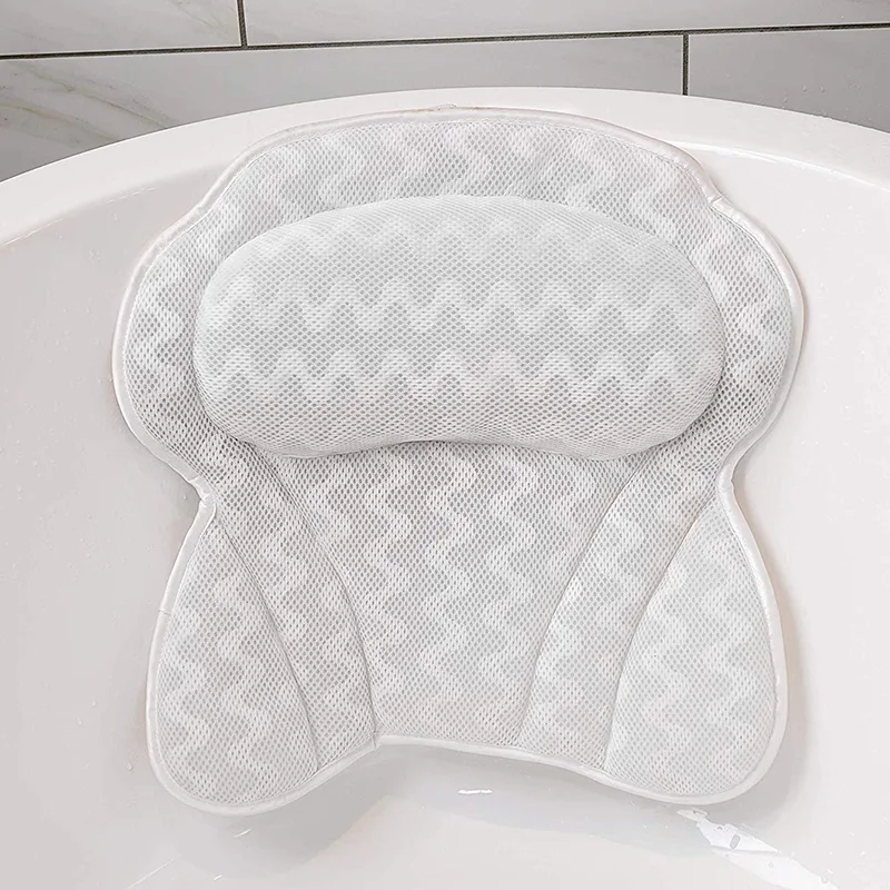 

Breathable 3D Mesh Spa Bath Pillow with Suction Cups Neck and Back Support Spa Pillow for Home Hot Tub Bathroom Accessories