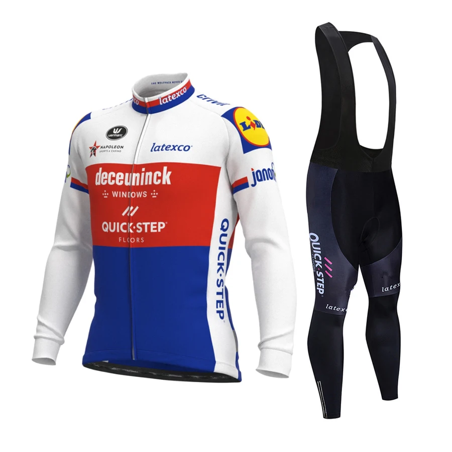 

Трикотажный комплект для велоспорта QUICK STEP 2021, мужская синяя одежда для осени и весны, одежда с длинным рукавом для дорожного велосипеда, кос...
