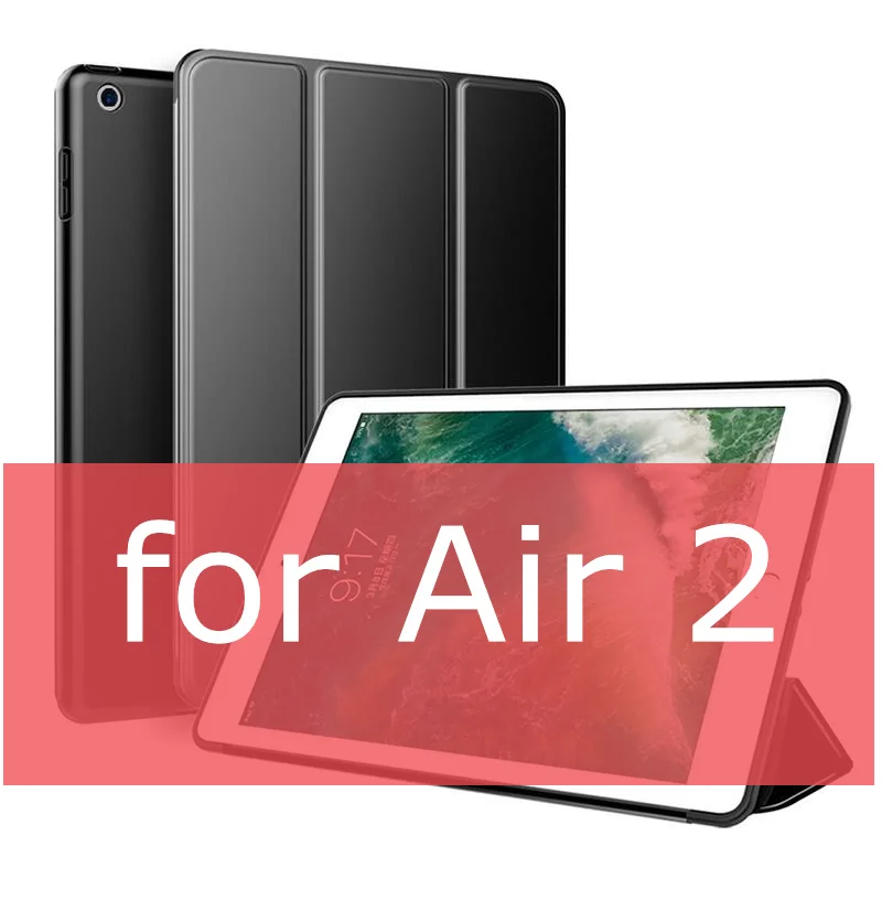 black for Air 2 SUREHIN умный кожаный чехол для apple iPad air 1 2 чехол тонкий силиконовый мягкий защитный Магнитный чехол для iPad чехол 9,7 - Цвет: black for Air 2