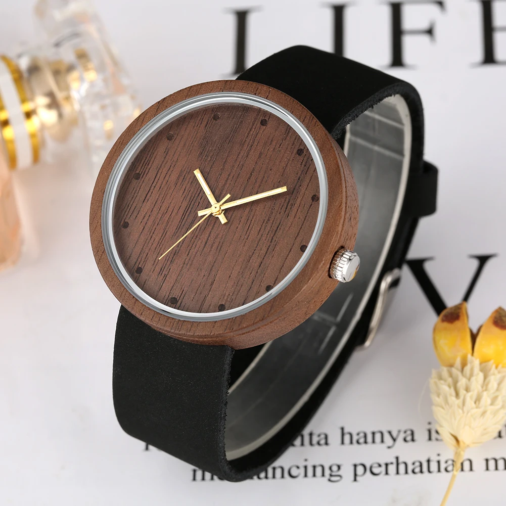Модные наручные часы из натурального дерева с большим циферблатом пара часов