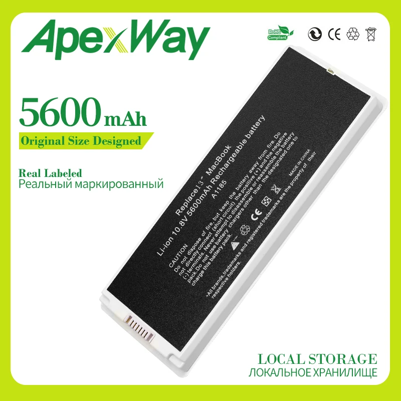 Apexway белый 5600 мАч 10,8 В ноутбука Батарея для Apple MacBook Pro 1" A1181 A1185 MA566 MA561 MA561J/MA254 MA255 MA472 MA699 MA700
