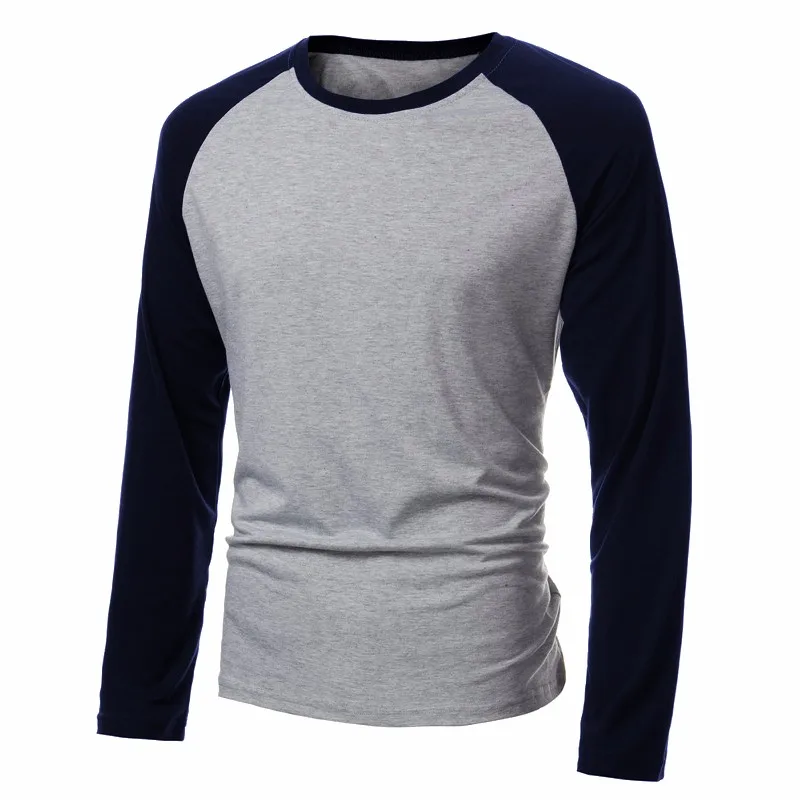 

Autumn Men's Long Sleeve T Shirt Patchwork O-neck Streetwear Casual Baseball T-shirts Fashion Men Tee Tops Plus Size 4XL