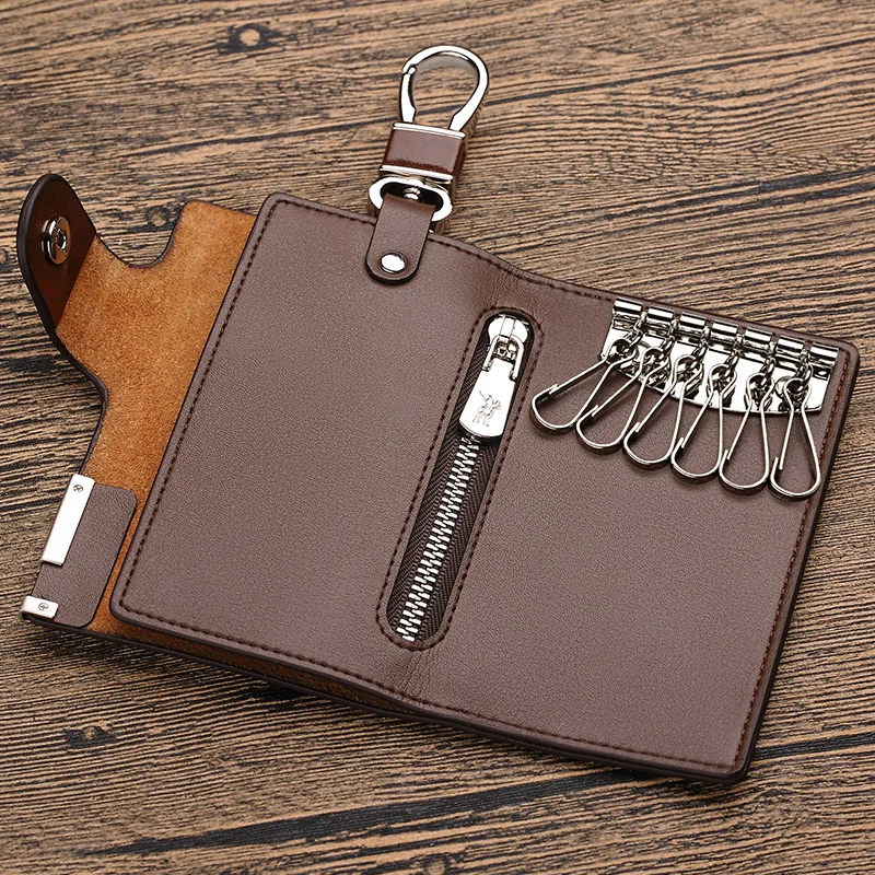 Car Key Wallet Luxury Brand Men with Hasp Genuine Leather Business Interior Coin Pocket Zipper Male Gift Design Slim Purse 2020