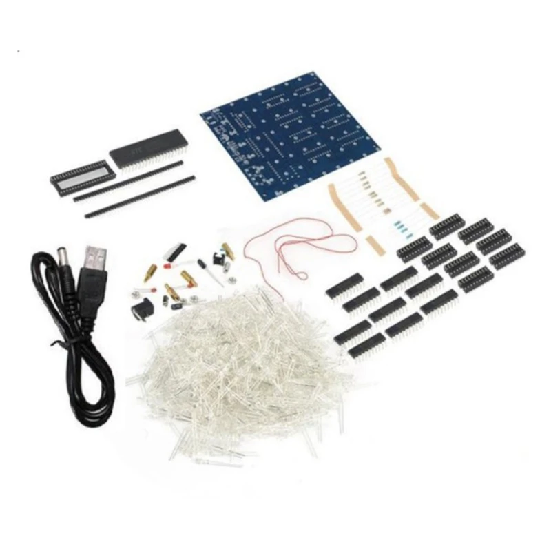 

3D Led Square 8X8X8 Light New Items PCB Board Novelty News Blue Squared DIY Kit 3mm