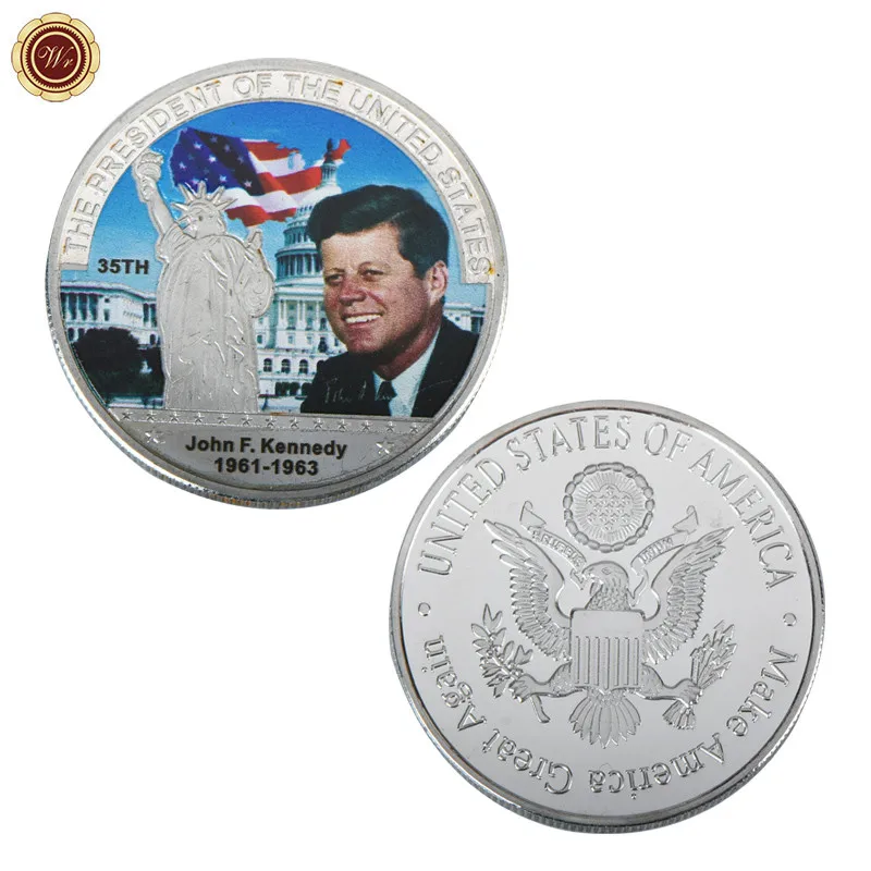 WR США 35-й президент Джон Ф. Металлическая Посеребренная монета Кеннеди с
