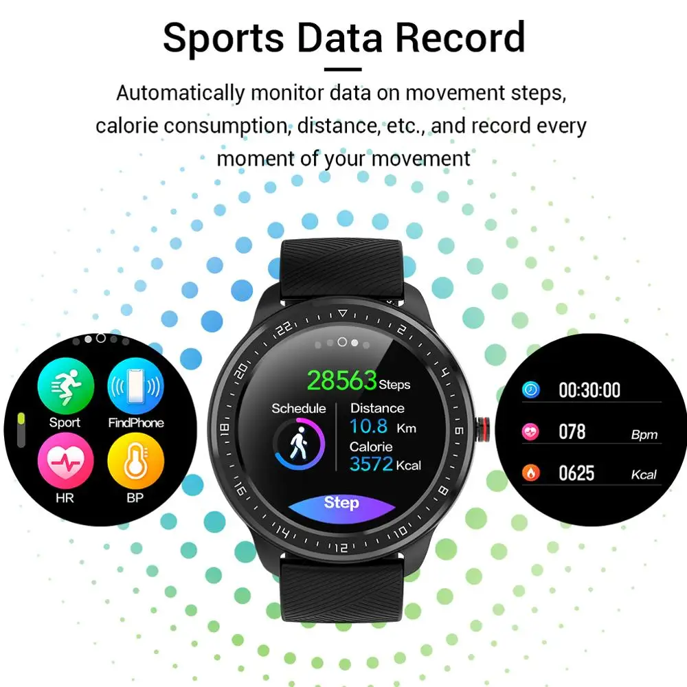 Lemado корпус из цинкового сплава полный сенсорный круглый экран умные часы для