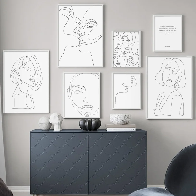 Сексуальная женщина абстрактная линия тела Искусство цитаты стены искусства