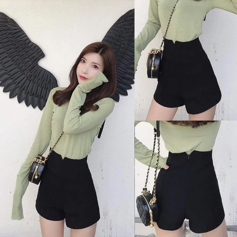 2023 Women's Sexy Stretch High Waist Bodycon Slim  Black Shorts Summer New All-match Skinny Hot Pant Women Y626