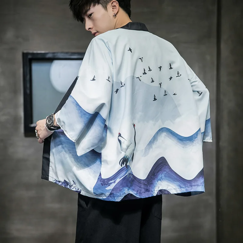 Японская одежда для мужчин кимоно в стиле Харадзюку хаори летняя повседневная