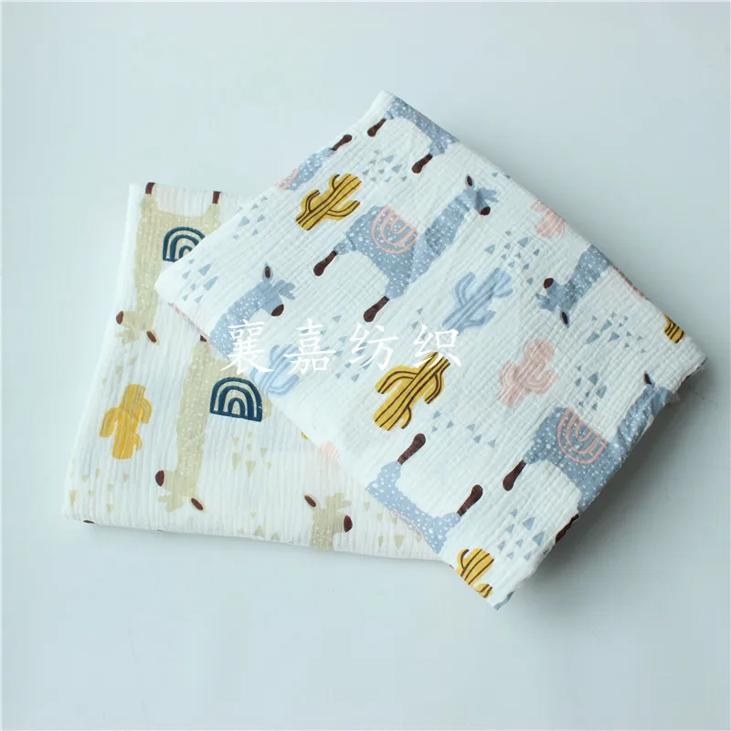 135x50cm New Cartoon Alpaca Cotton Double-Layer Gauze Fabric Making Home Wear - купить по выгодной цене |