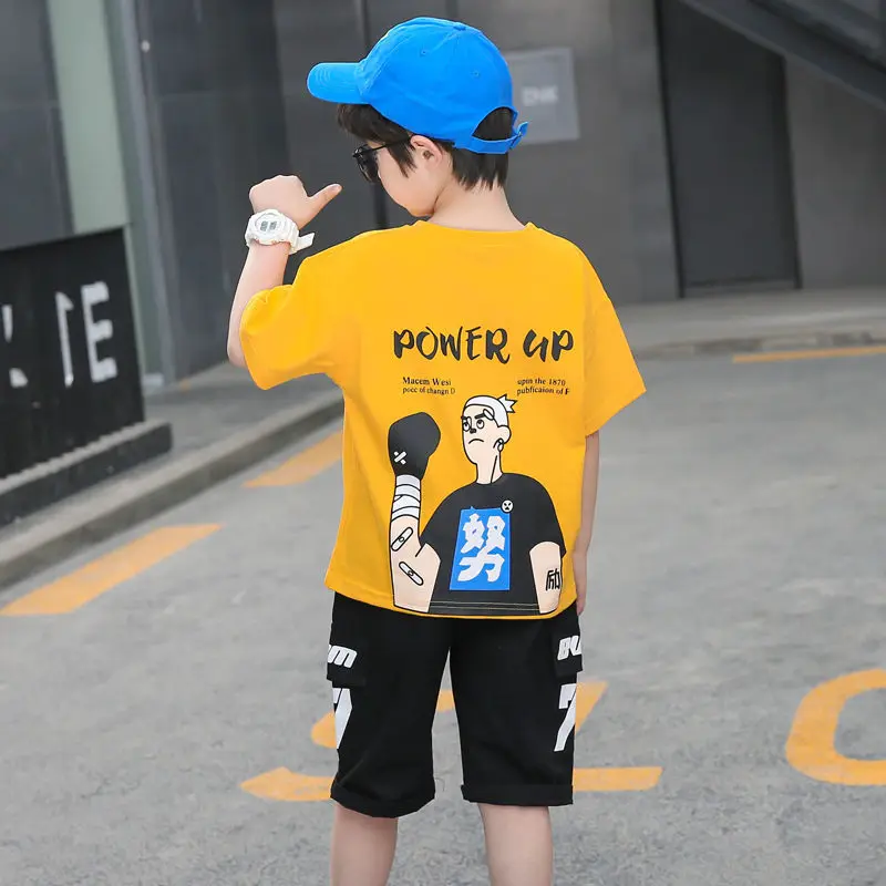 

2021 Summer Baby Boy Children Casual Style Letter Suit T-shirt + Short Boys Clothes Kids Printing Clothes sets 2-12 Years