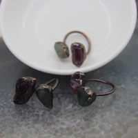 natural stone fluorite and amethysts vintage adjustable ringhealing crystal quartz finger rings for womenman jewelry gifts