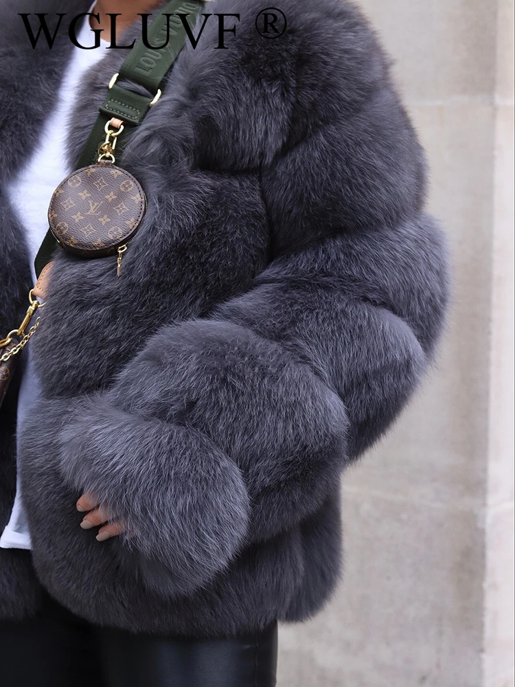 European and American fashion warm fur coat real fox fur coat natural fox fur jacket hat plus hood ins support retail wholesale