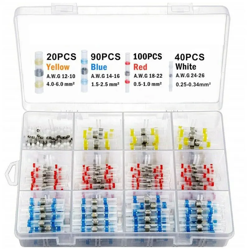 

50/100/250PCS Solder Seal Wire Connectors Kit, Heat Shrink Butt Connectors, Waterproof and Insulated Electrical Wire Terminals