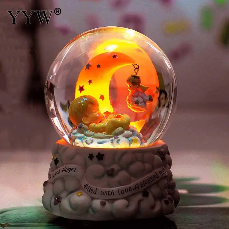 

Sleeping Little Prince Electronic Glass Luminous Crystal Ball Castle Music Box Birthday Gift Rotating Crystal Ball Music Box