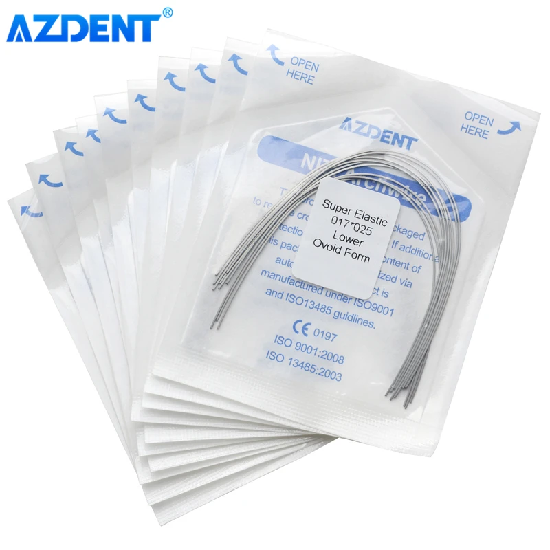 10 упаковок AZDENT Стоматологические Ортодонтические прямоугольные изогнутые