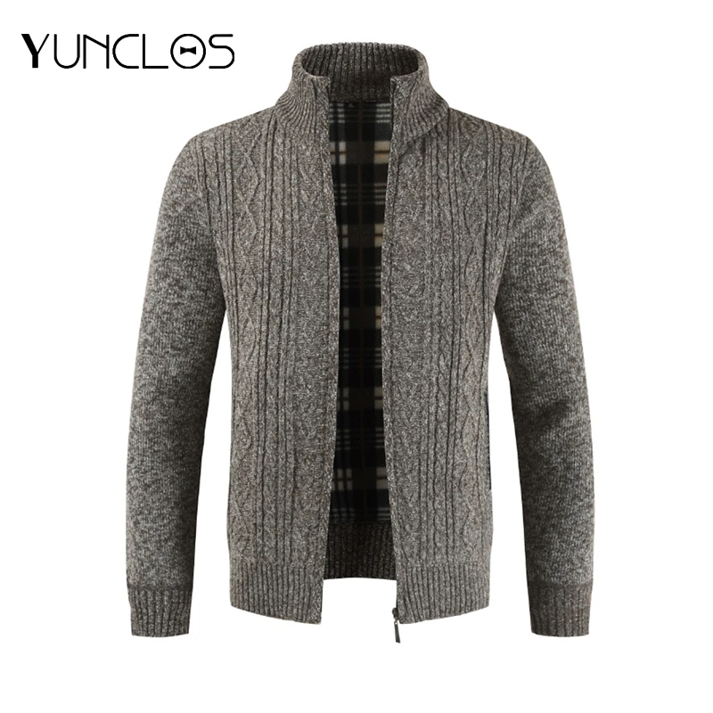 Мужской свитер с воротником стойкой Теплый Бархатный кардиган теплый зимний