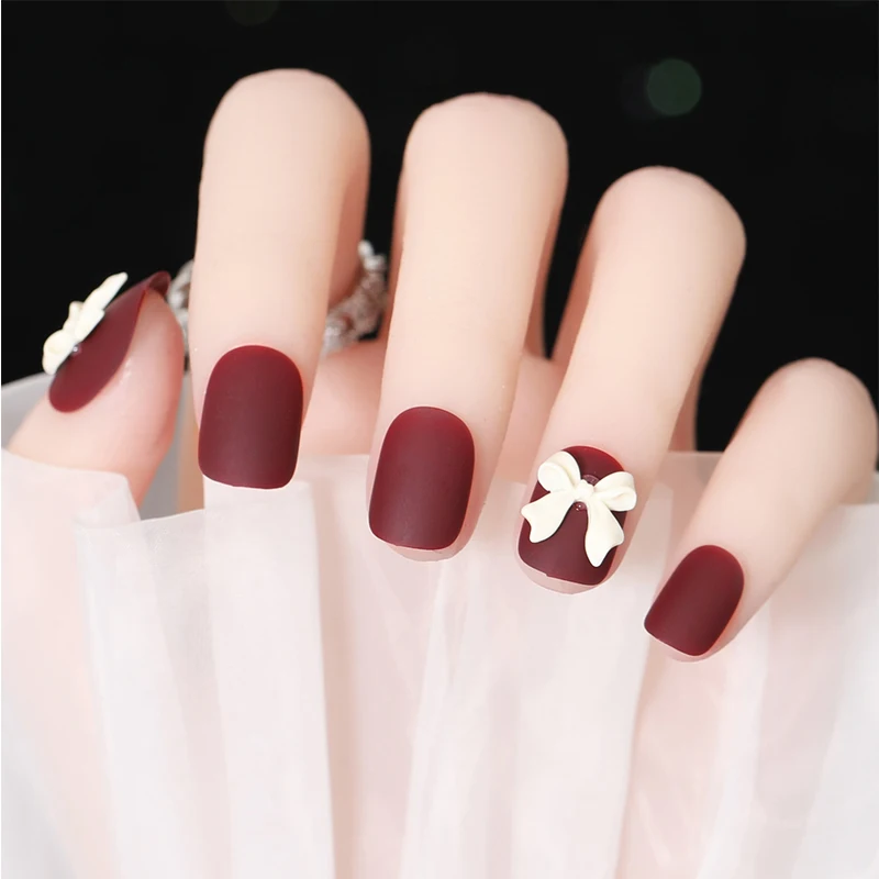 

24 PCS/box Acrylic Fake Nail Pure Color Manicure False Nails Full Cover For Short Decoration On Nails Art
