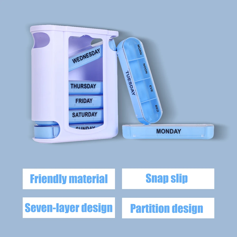 

Портативный чехол для таблеток, пластиковая коробка для таблеток для еженедельного хранения, герметичный диспенсер для таблеток, органайз...