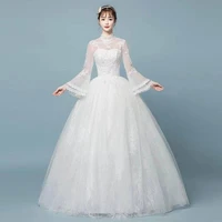 sequins embroidery wedding dress fashion high neck lace up full sleeves plus size wedding gowns for women vestidos de novia g232