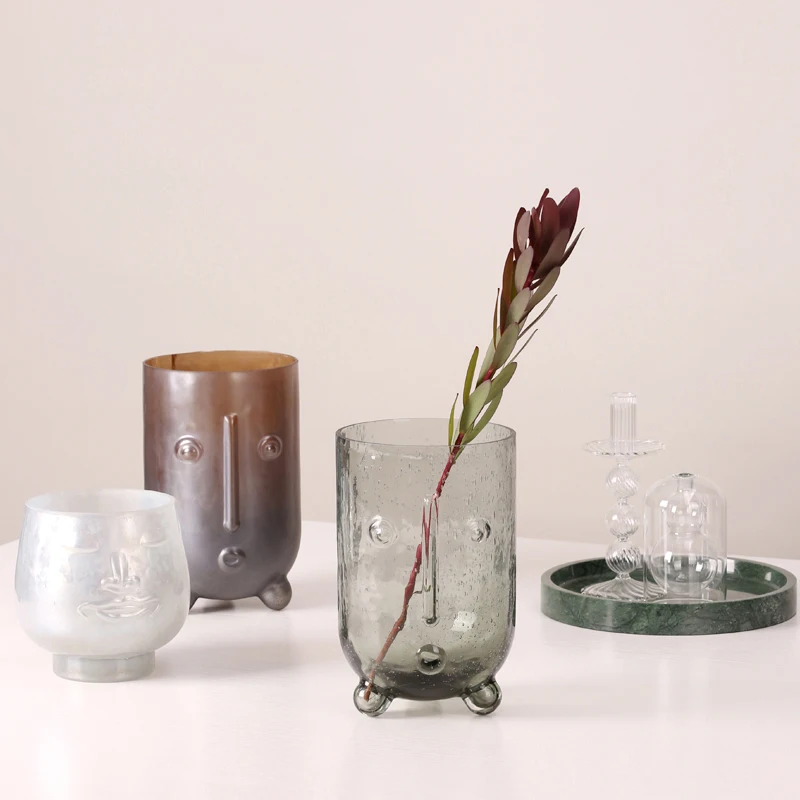 Абстрактная ваза с изображением лица стеклянный шаблон для украшения комнаты