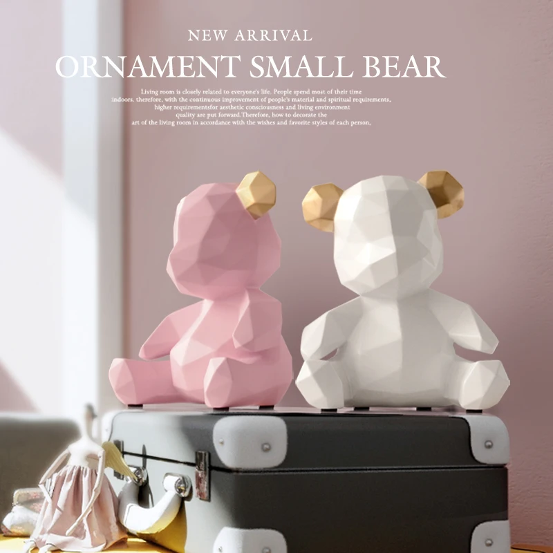 

Nordic geometric bear ornaments simple modern living room bedside TV cabinet furnishings creative gifts home decorations LB81108