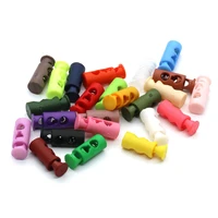 10pcs colorful plastic 2 holes cord lock spring stop toggle stopper clip for sportswear shoes rope diy cord garment accessories
